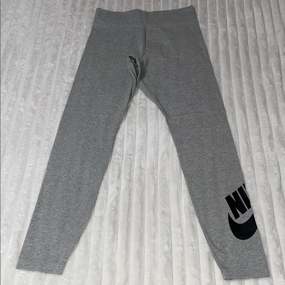 Nike Gray Leggings with Black Logo
